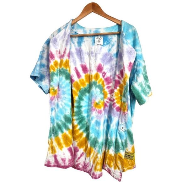 Frenchwood Studios Swirl Tie Dye Baseball Jersey Tee Shirt XL Hand Dyed in LA - Picture 2 of 5